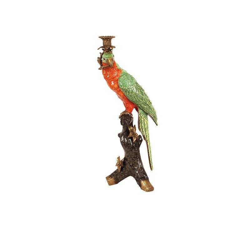 green parrot candleholder